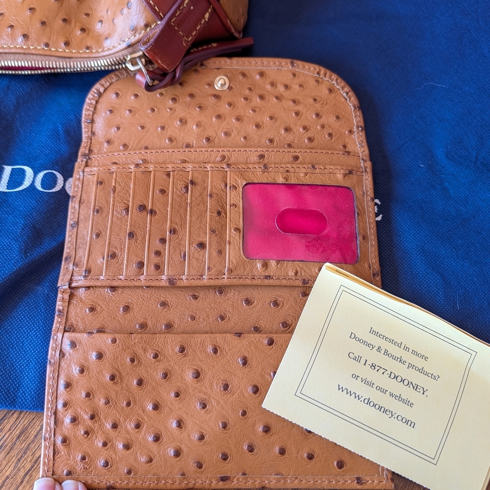 Dooney & Bourke Brown Ostrich Leather Bag and Wallet - Picture 11 of 11